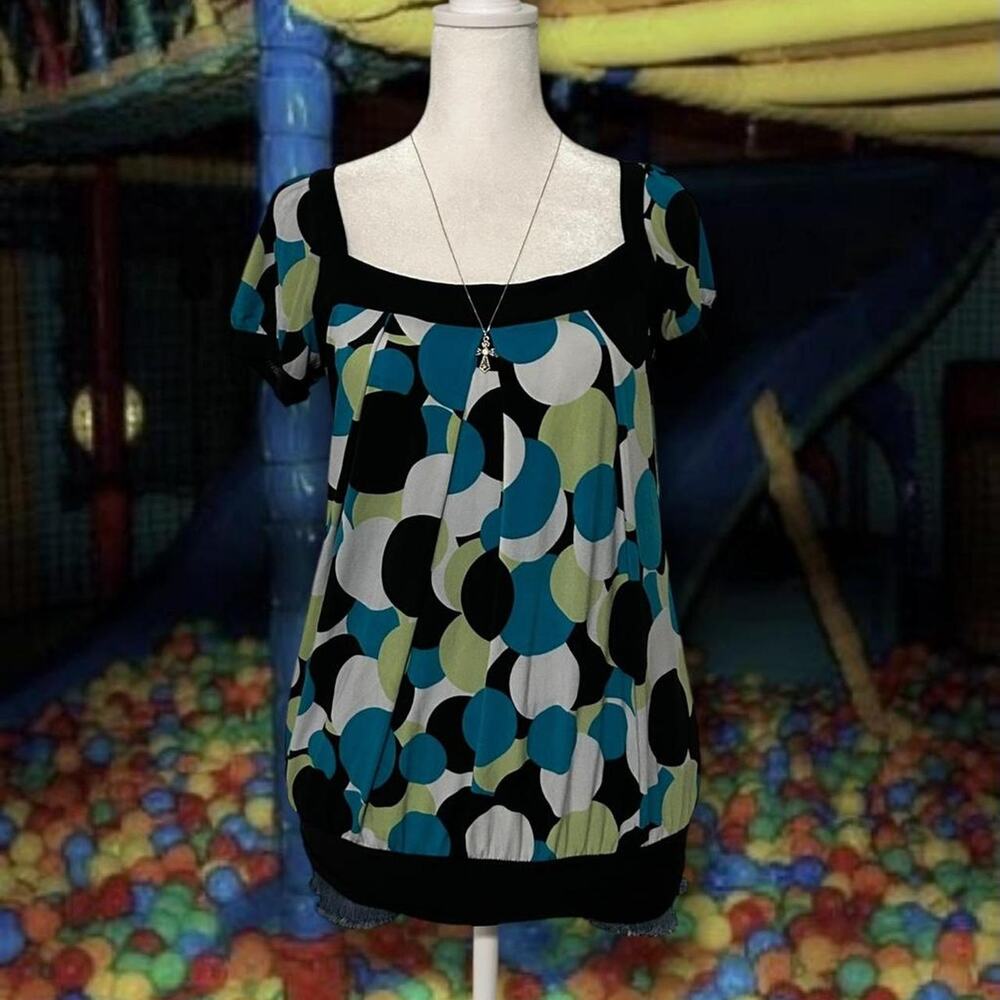 super y2k boho abstract bubble print retro 00s sleek top